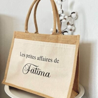 sac en toile de jute personnalisé pour femme